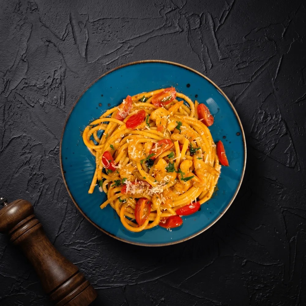 Pasta Mediterraneo – krewetki & bisque