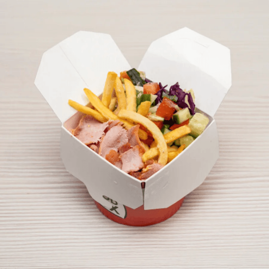 Kebab Box Mały Mięso, Surówka, Frytki
