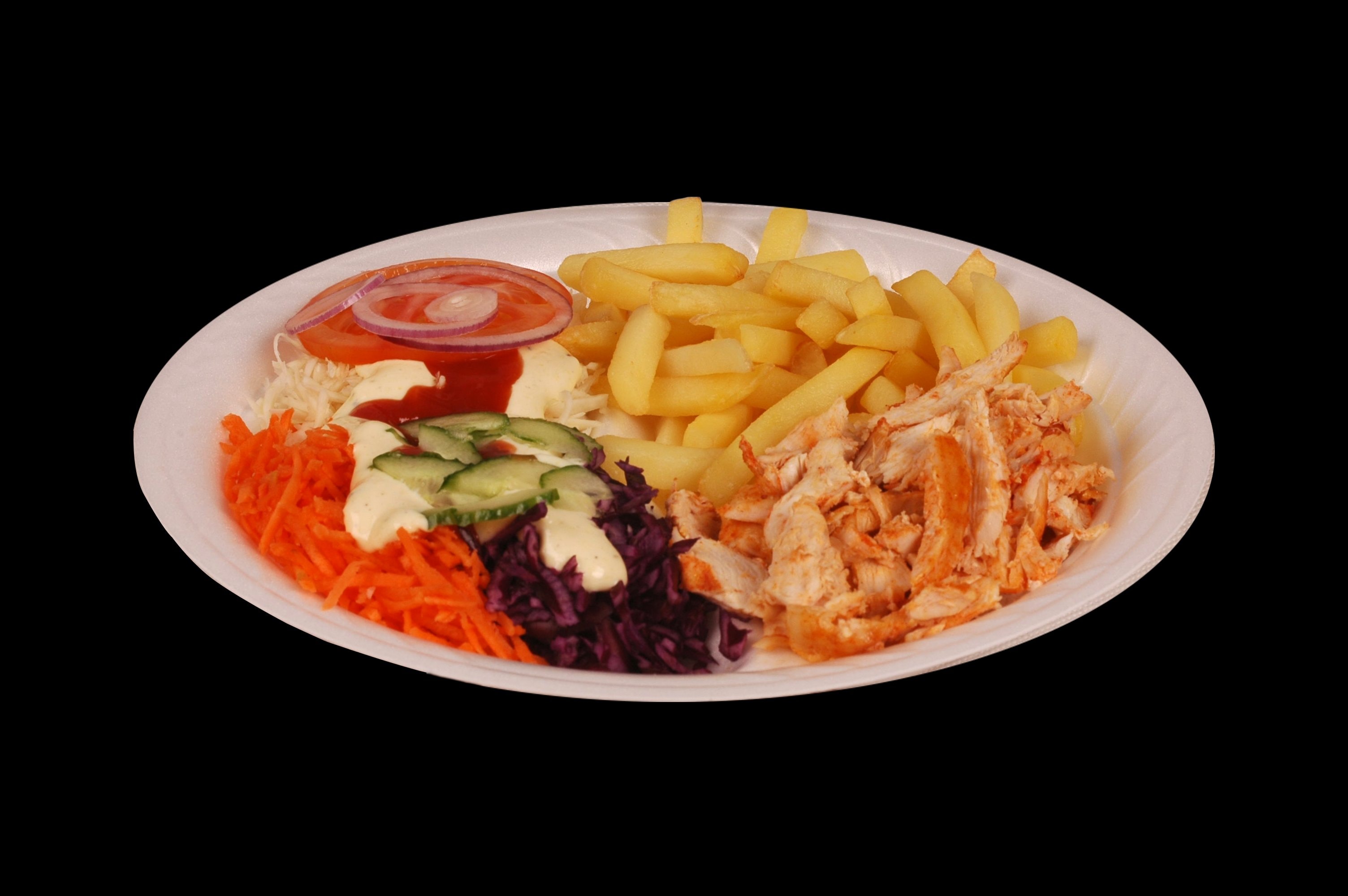 Kebab Z Surówką I Frytkami Na Talerzu Duży